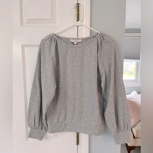 LOFT Sweatshirt with Pearl Embellished Sleeves